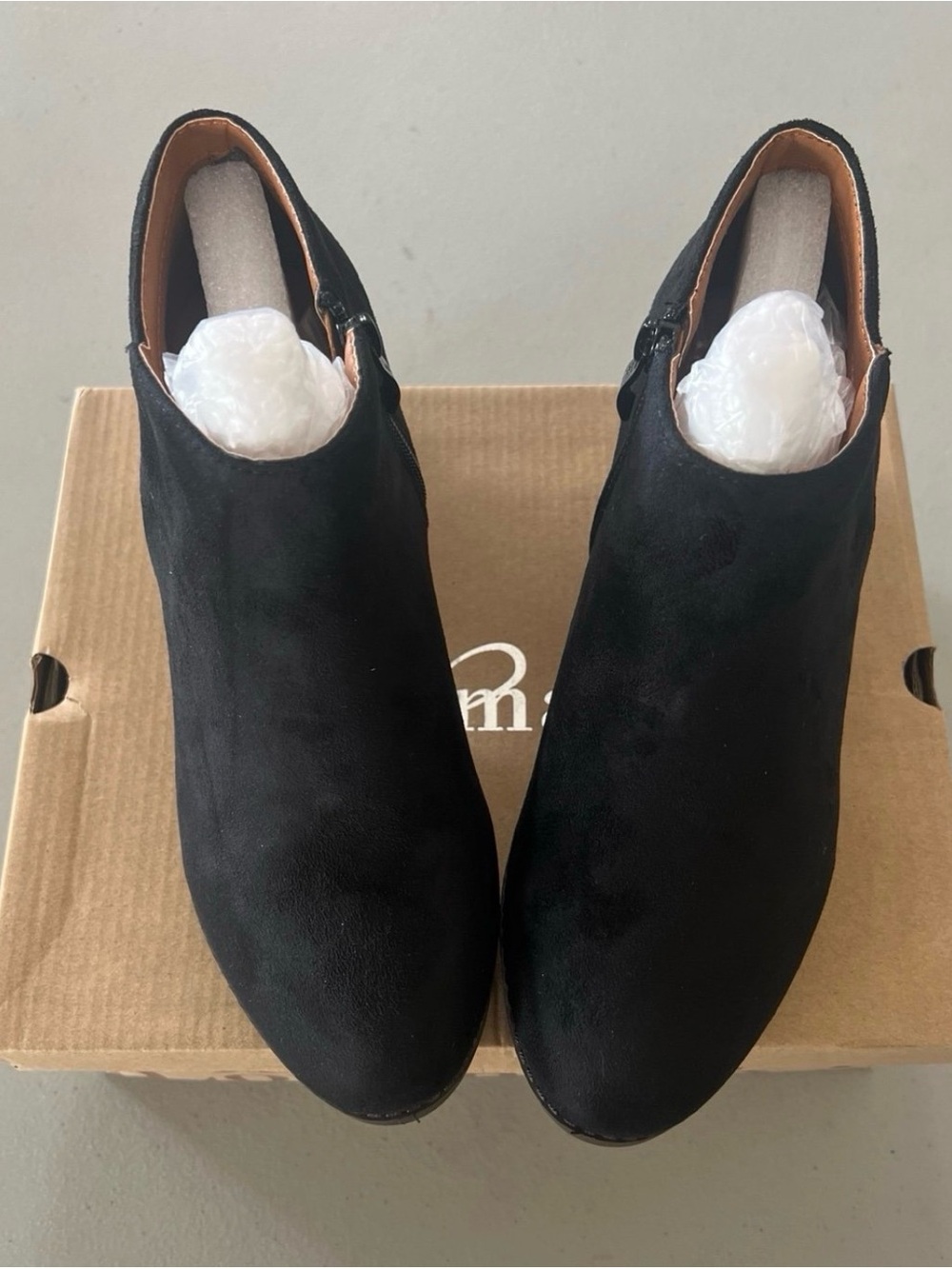 Women's Black Suede Ankle Booties with Side Zip